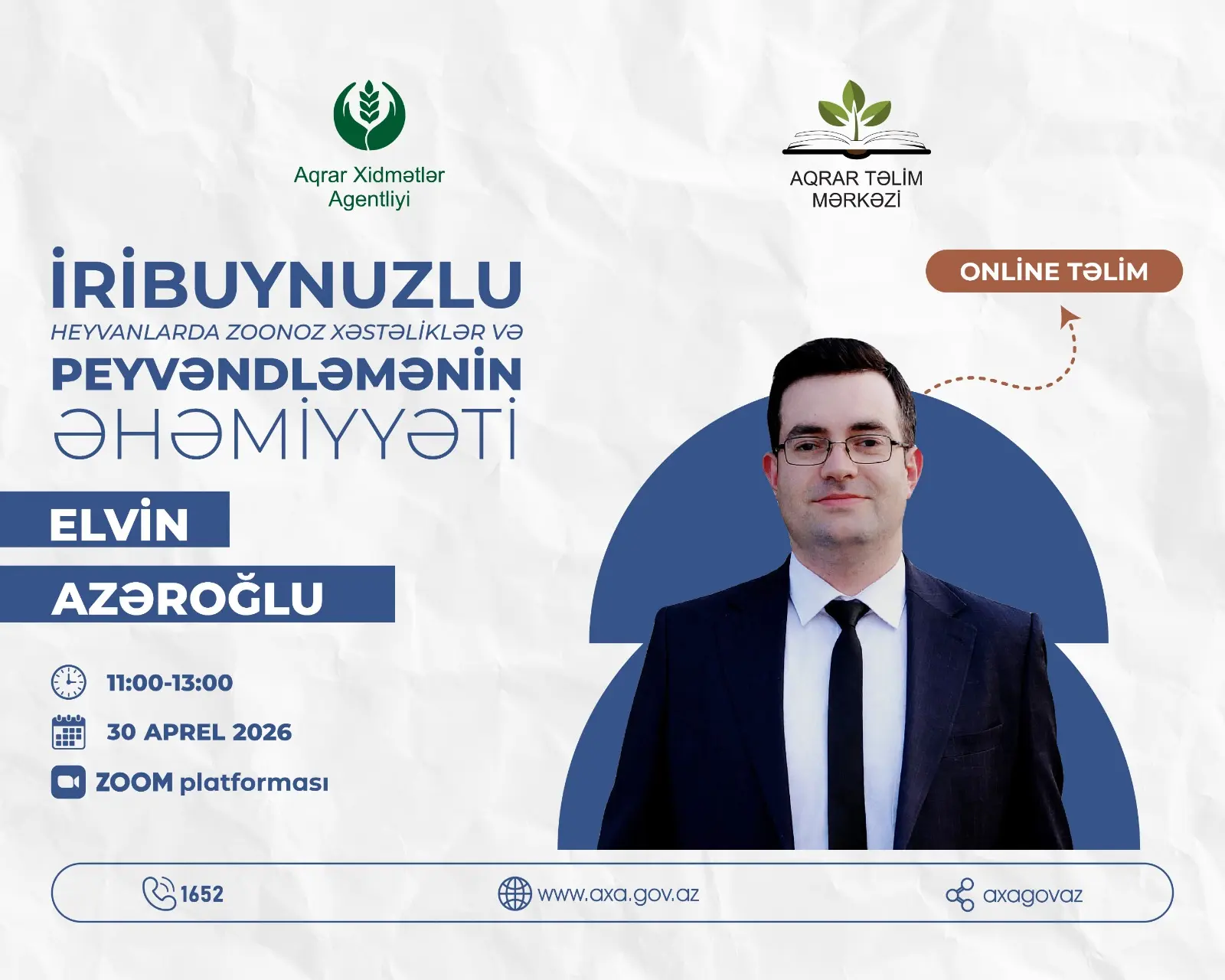 Regionlarda ”İribuynuzlu heyvanlarda zoonoz xəstəliklər və peyvəndləmənin əhəmiyyəti" mövzusunda təlim keçiriləcək